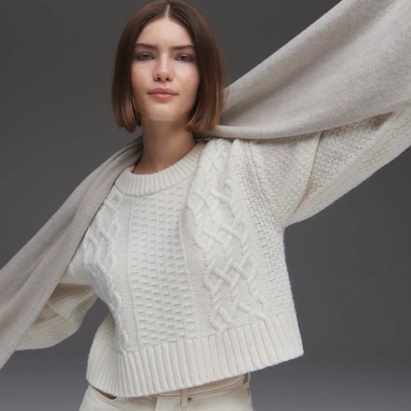 Women's Cable Knit Sweater - Cream - Picture 2 of 10